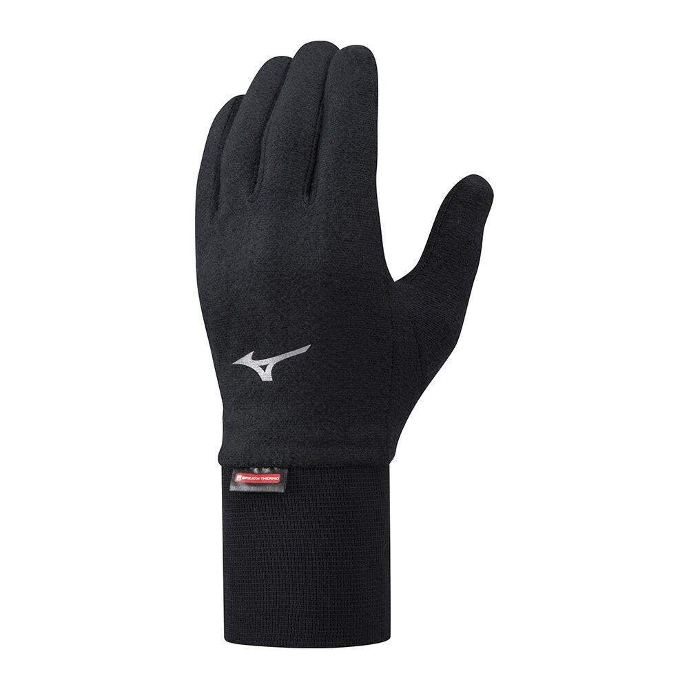 Damske Rukavice Mizuno Breath Thermo Mid Weight Fleece Bezecke Čierne Vypredaj XQGJ26509